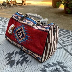 Printed canvas weekender bag coffee